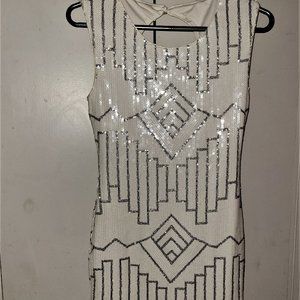 Charlotte Russe White/Silver Sequin Dress - M